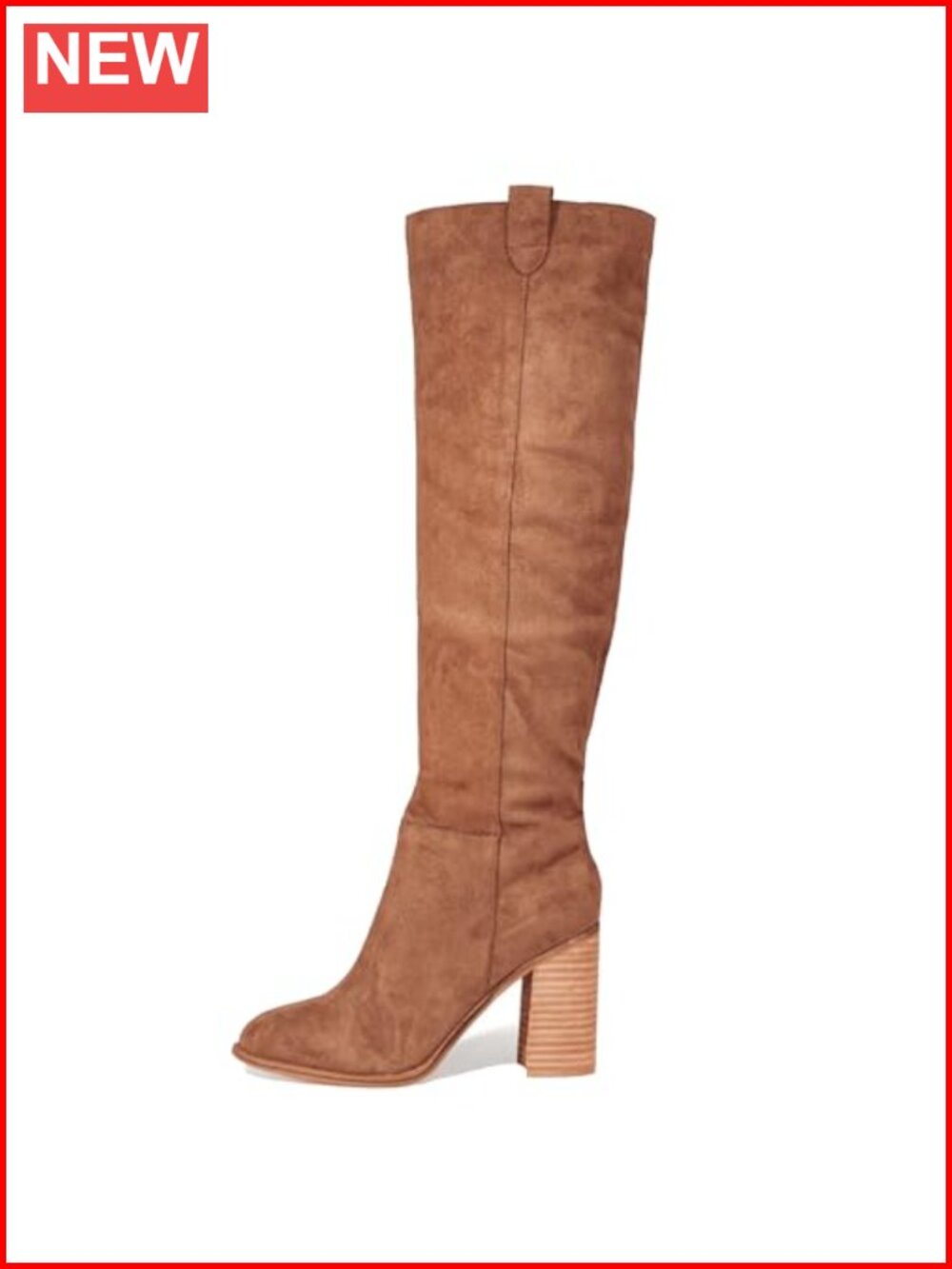 Suede Knee High Slouch Boots Chunky Heel Round Toe PU Fabric Lined